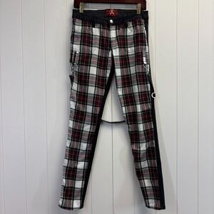 Royal Bones Womens Y2K Punk Goth Plaid Flannel Denim Pants Size 7 Low-Rise Edgy
